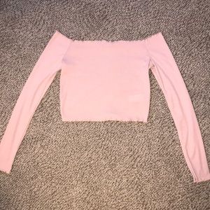 Ruffle off the shoulder crop top